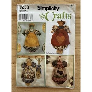 Simplicity Crafts Pattern 8238 Plastic Bag Holder: 20" Bear Cat Frog Chicken UC